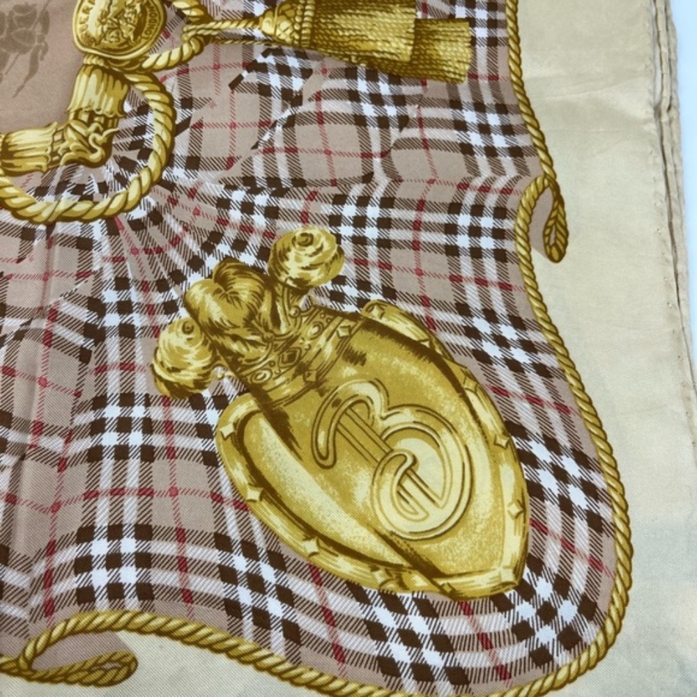 Burberry Vintage Beige and Yellow Check Silk Scarf - Picture 2 of 9